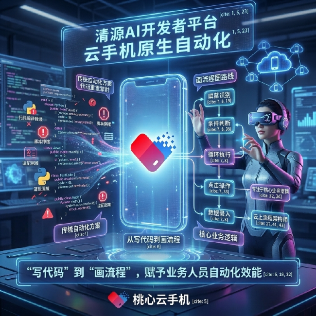 手游玩家为核心：桃心云清源AI开发者平台解锁云手机AI帮玩体验(图1)